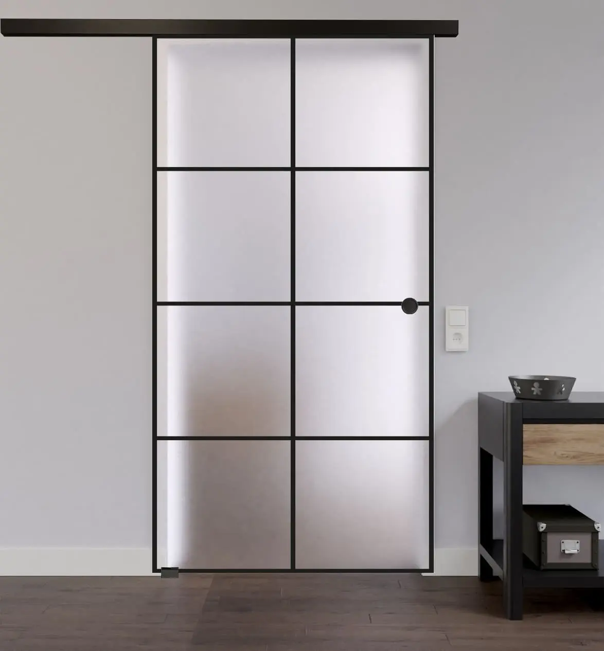 LIENBACHER całoszklane drzwi przesuwne model 644 Black Signature satynowane