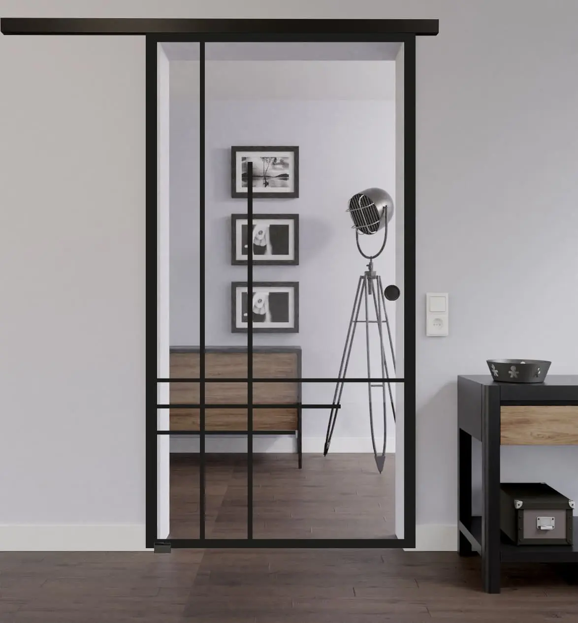 LIENBACHER całoszklane drzwi przesuwne model 657 Black Signature szkło przezroczyste