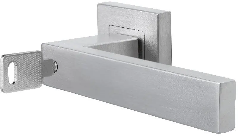 Widok szczegółowy klamki HÖRMANN Eurodrücker ProLockPlus, prostokątna, stal nierdzewna matowa, bez rozety na klucz.