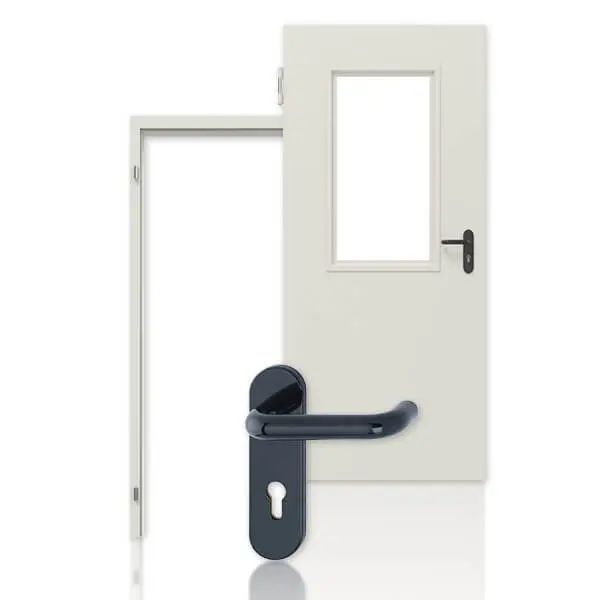 HÖRMANN kompletny zestaw stalowych drzwi zewnętrznych wielofunkcyjnych D65-1 OD z przeszkleniem LA-B2 w tym ościeżnica narożna i uzupełniająca Vario B53