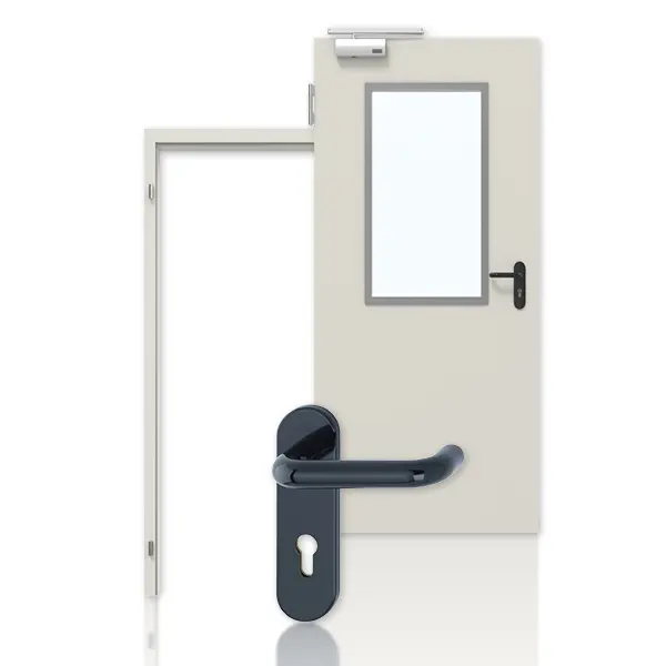 HÖRMANN Zestaw stalowych drzwi zewnętrznych z funkcją ochrony przeciwpożarowej H3-1 OD z przeszkleniem LA-B2 w tym ościeżnica narożna i uzupełniająca Vario B53