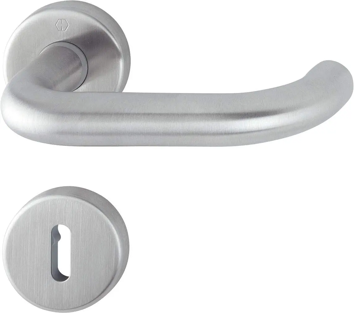 Zdjęcie klamki do drzwi wewnętrznych Paris stal szlachetna rozeta okrągła – HOPPE