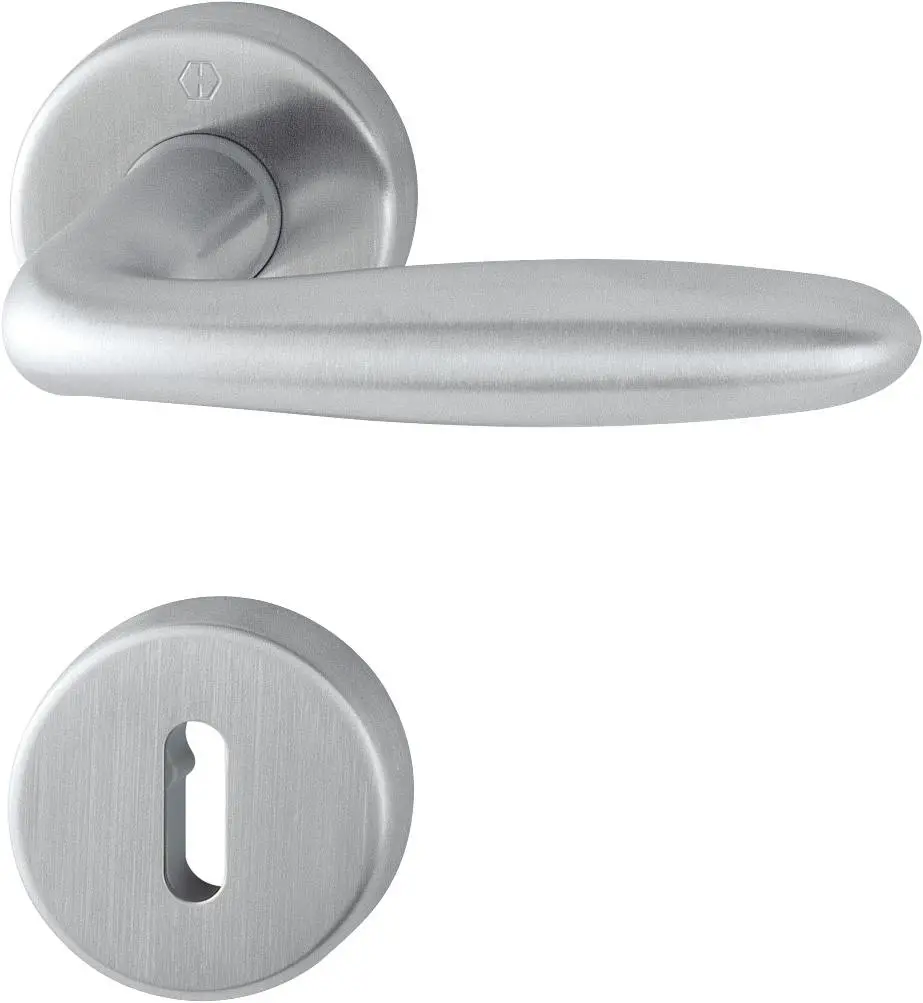 Zdjęcie klamki do drzwi wewnętrznych Verona stal szlachetna okrągła rozeta – HOPPE