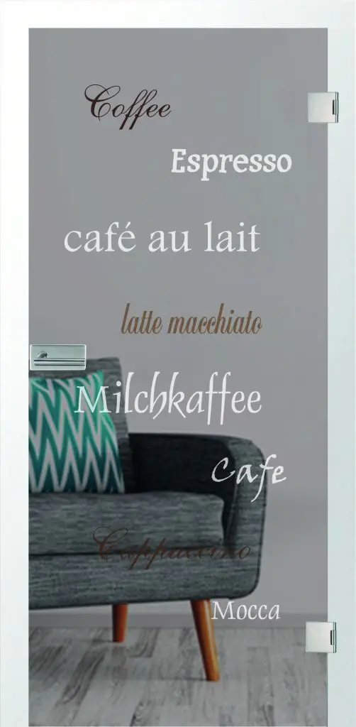 ERKELENZ Drzwi szklane Cafe 2 Mattprint