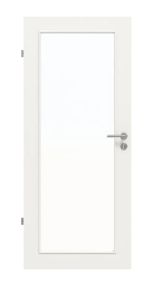 Zdjęcie frontowe białych drzwi wewnętrznych RAL 9016 LA 27 Basic Durat - Huga