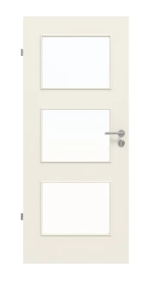 Widok z przodu lakierowanych drzwi wewnętrznych Basic, biały podobny do RAL 9010 LA 11 - Huga