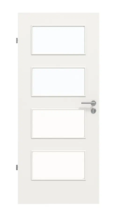 Widok z przodu na białe drzwi wewnętrzne podobne do RAL 9016 LA 9 Basic lakier - Huga