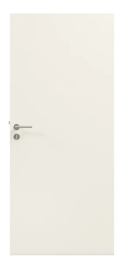 Zdjęcie zestawu drzwi wewnętrznych biały lakier 9010 Optima bezprzylgowych z ościeżnicą i klamką