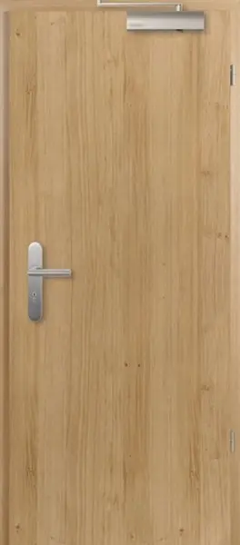 Widok frontowy: dąb europ. sękaty Living, drzwi przeciwpożarowe fornirowane drewnem naturalnym T-30 Typ48 - Jeld-Wen