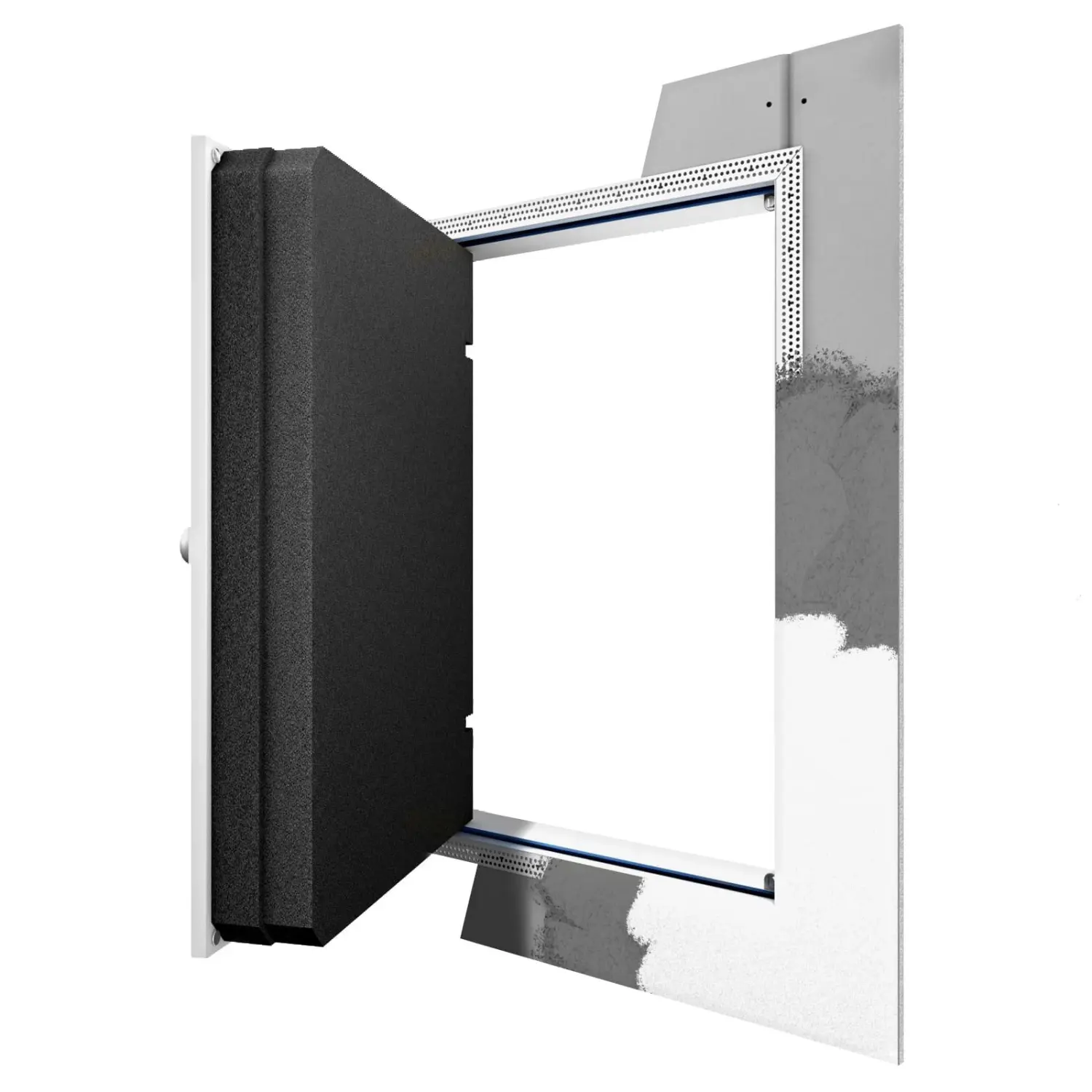 Widok główny marki WELLHÖFER drzwi poddaszowe na równi ze ścianą z ochroną cieplną 4D