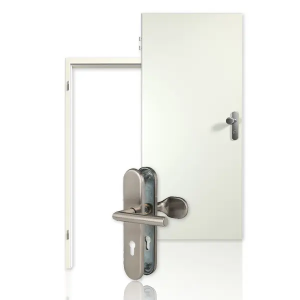 Zestaw drzwi wejściowych do mieszkania klasyczna biel RAL 9010 WestaLack z ościeżnicą i okuciem - Westag & Getalit