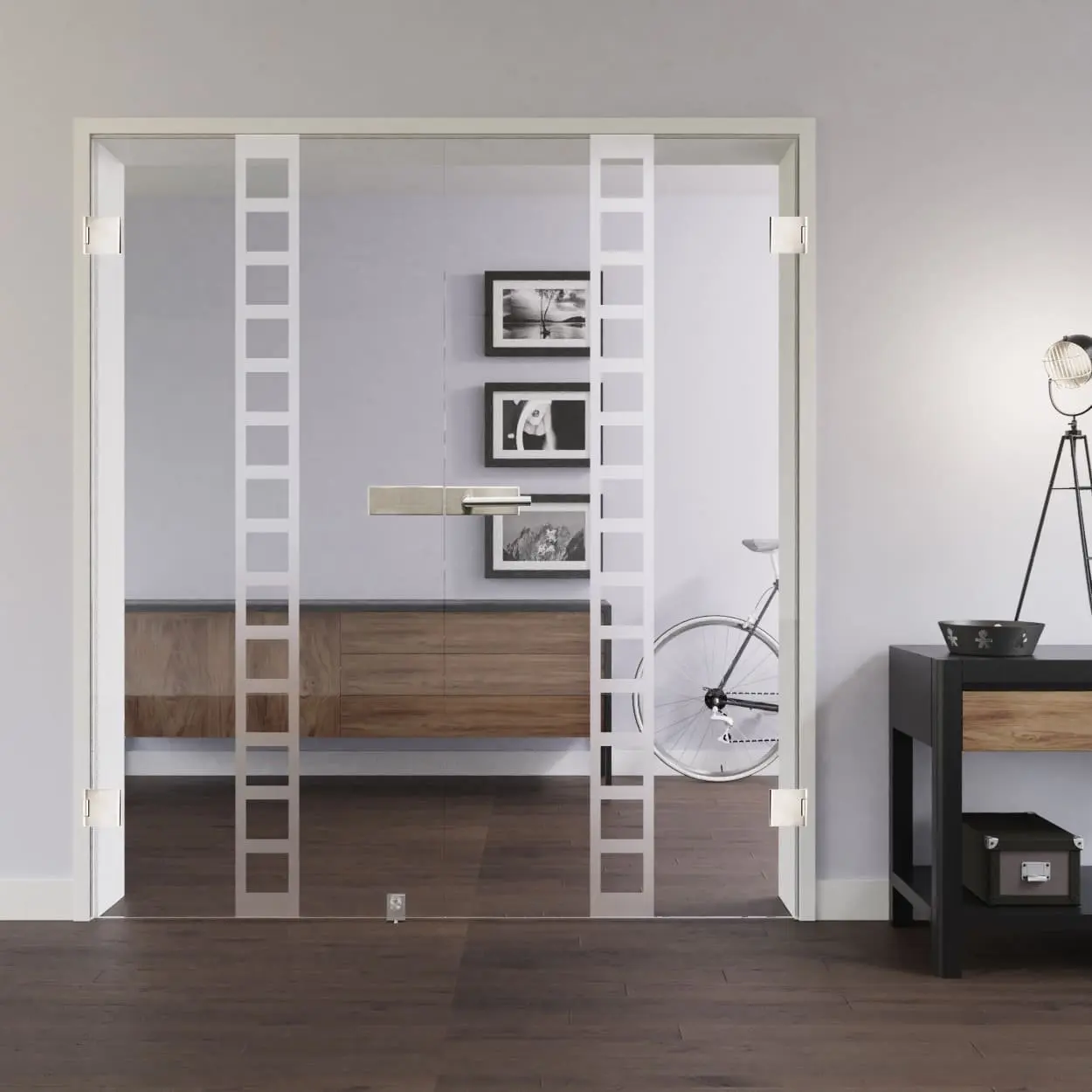 LIENBACHER całoszklane drzwi dwuskrzydłowe Model 300 negatyw szkło przezroczyste