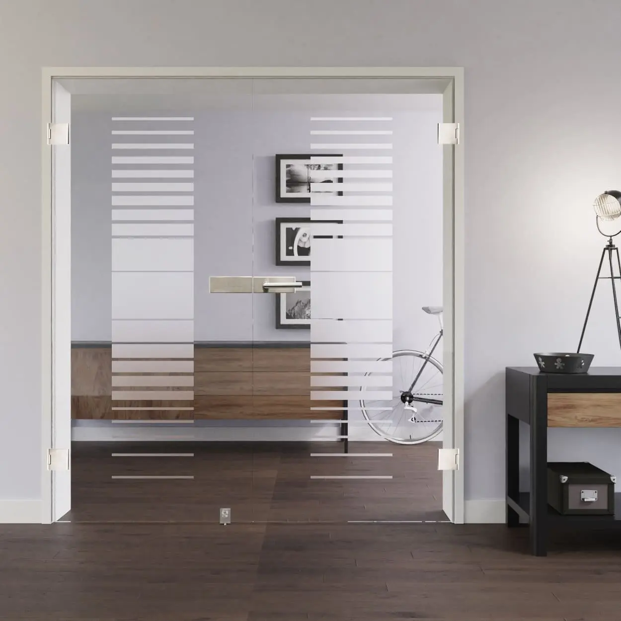 LIENBACHER całoszklane drzwi dwuskrzydłowe model 306 szkło przezroczyste