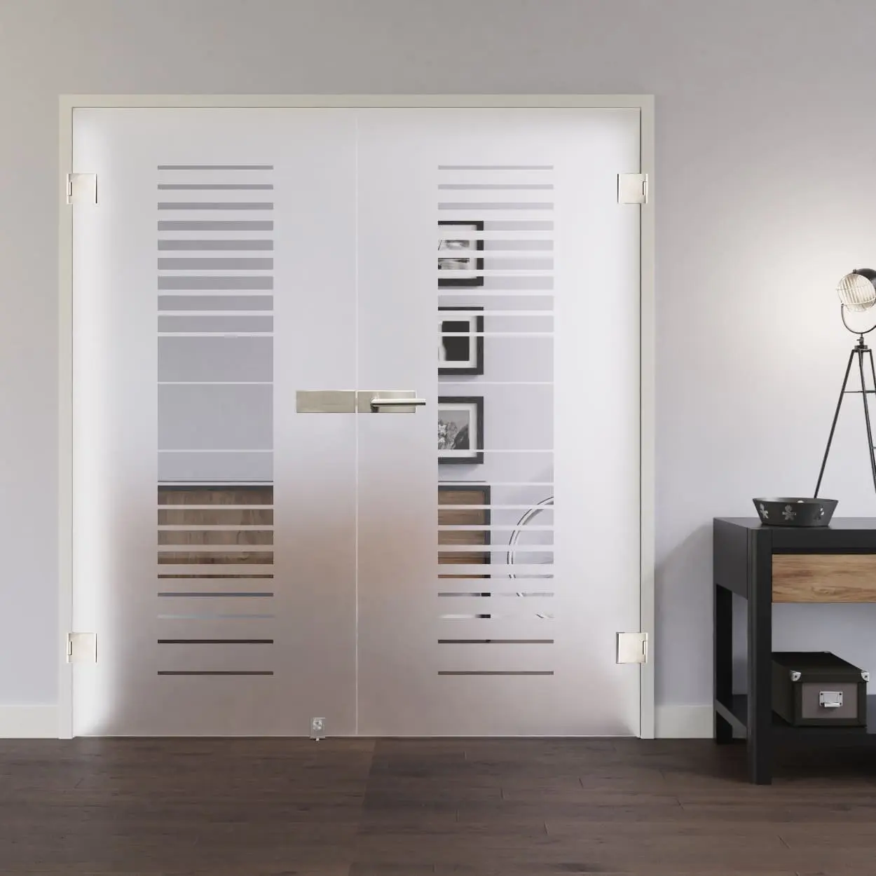 LIENBACHER drzwi całoszklane dwuskrzydłowe model 306 negatyw szkło przezroczyste