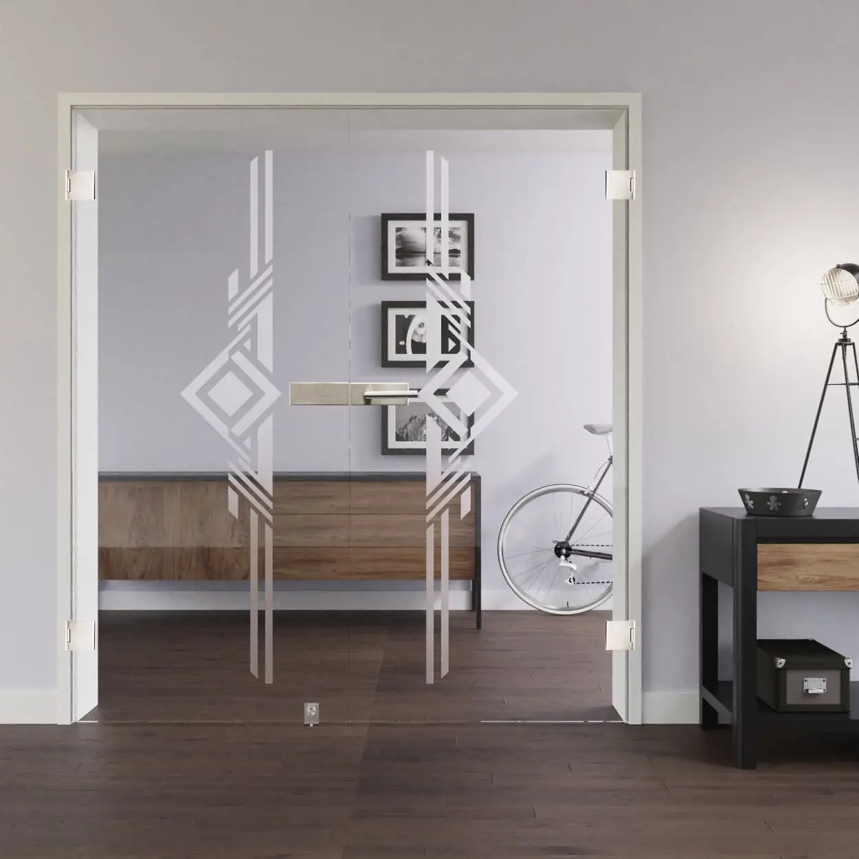 LIENBACHER całoszklane drzwi dwuskrzydłowe model 307 szkło przezroczyste