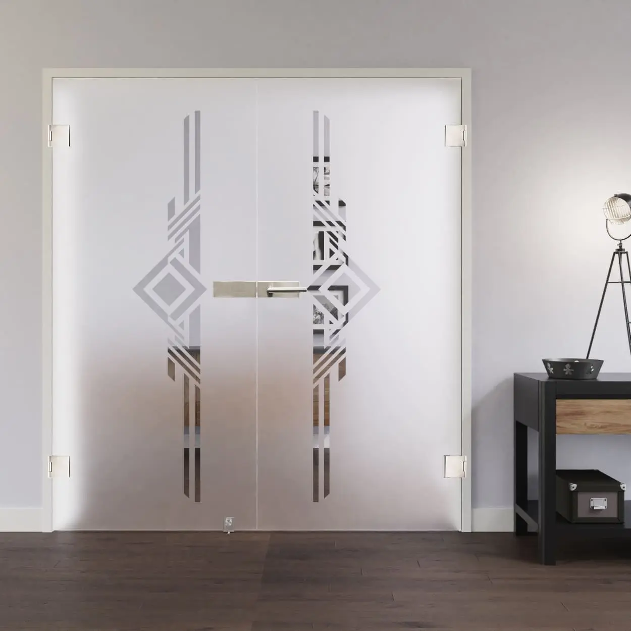 LIENBACHER całoszklane drzwi dwuskrzydłowe Model 307 negatyw szkło przezroczyste