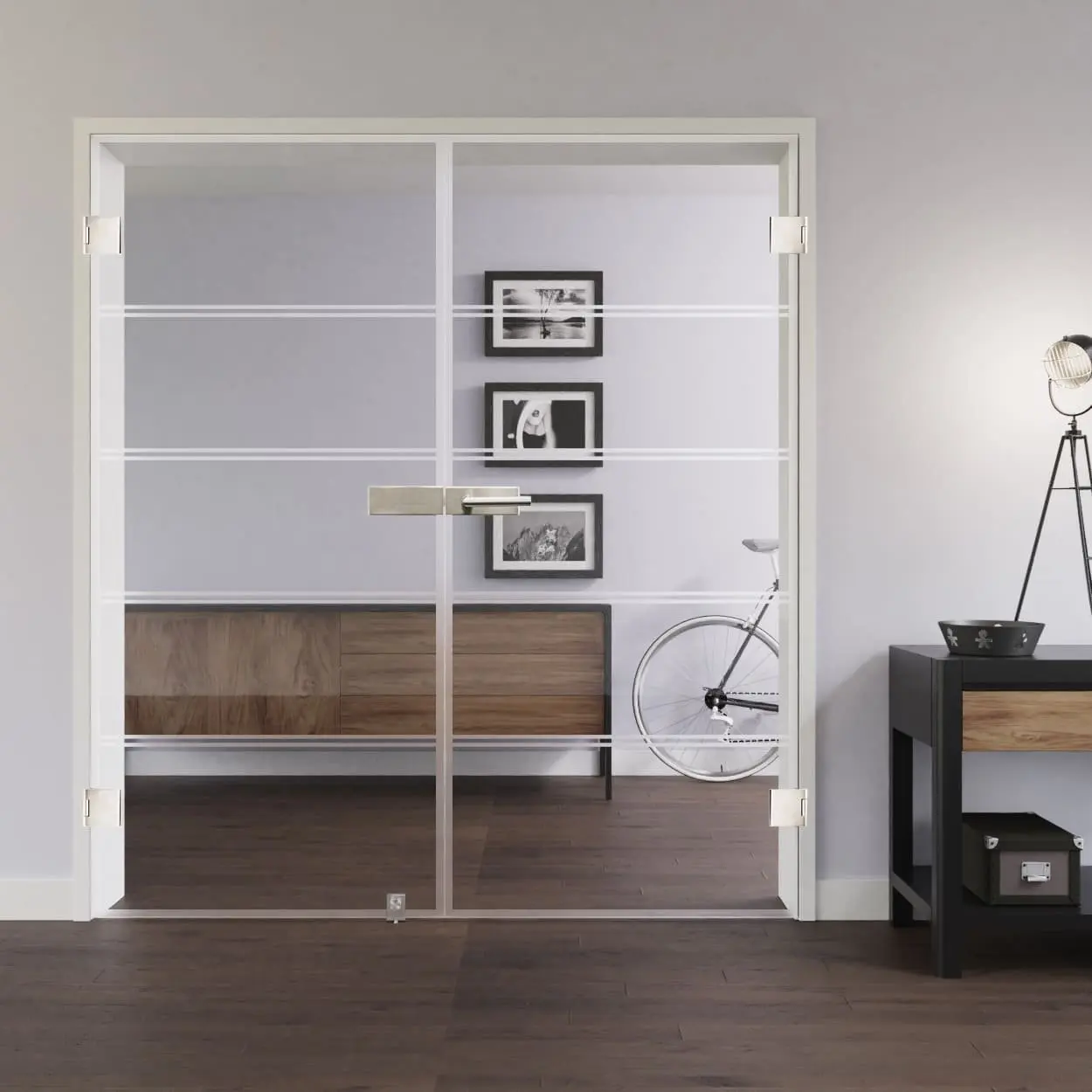 LIENBACHER całoszklane drzwi dwuskrzydłowe model 308 negatyw szkło przezroczyste