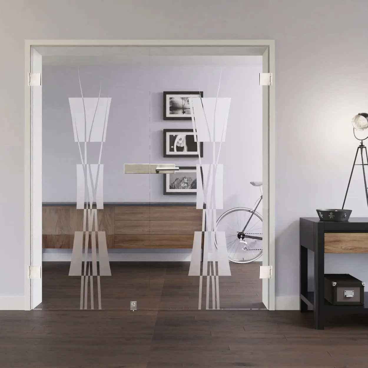 LIENBACHER całoszklane drzwi dwuskrzydłowe model 309 szkło przezroczyste