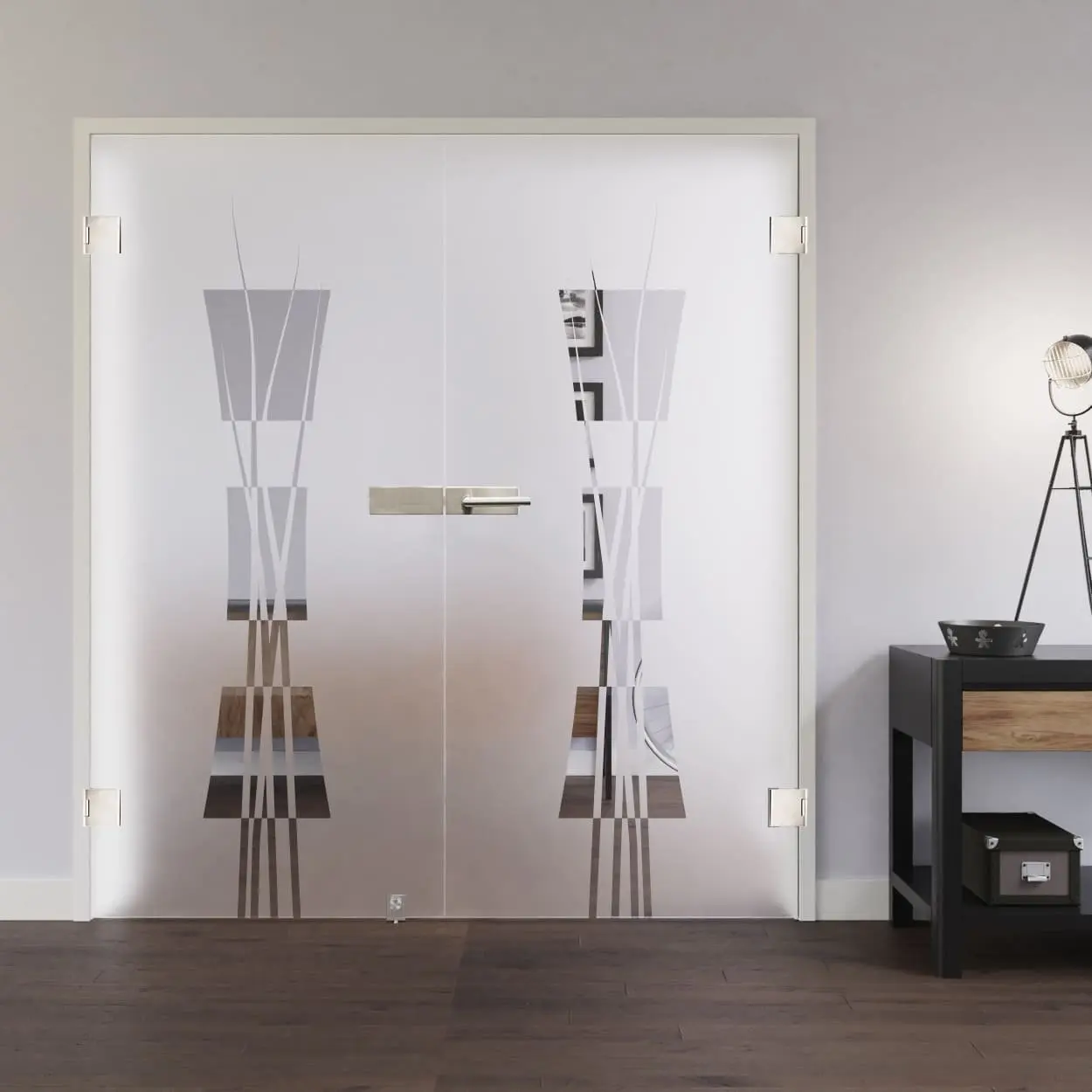 LIENBACHER całoszklane drzwi dwuskrzydłowe Model 309 negatyw szkło przezroczyste