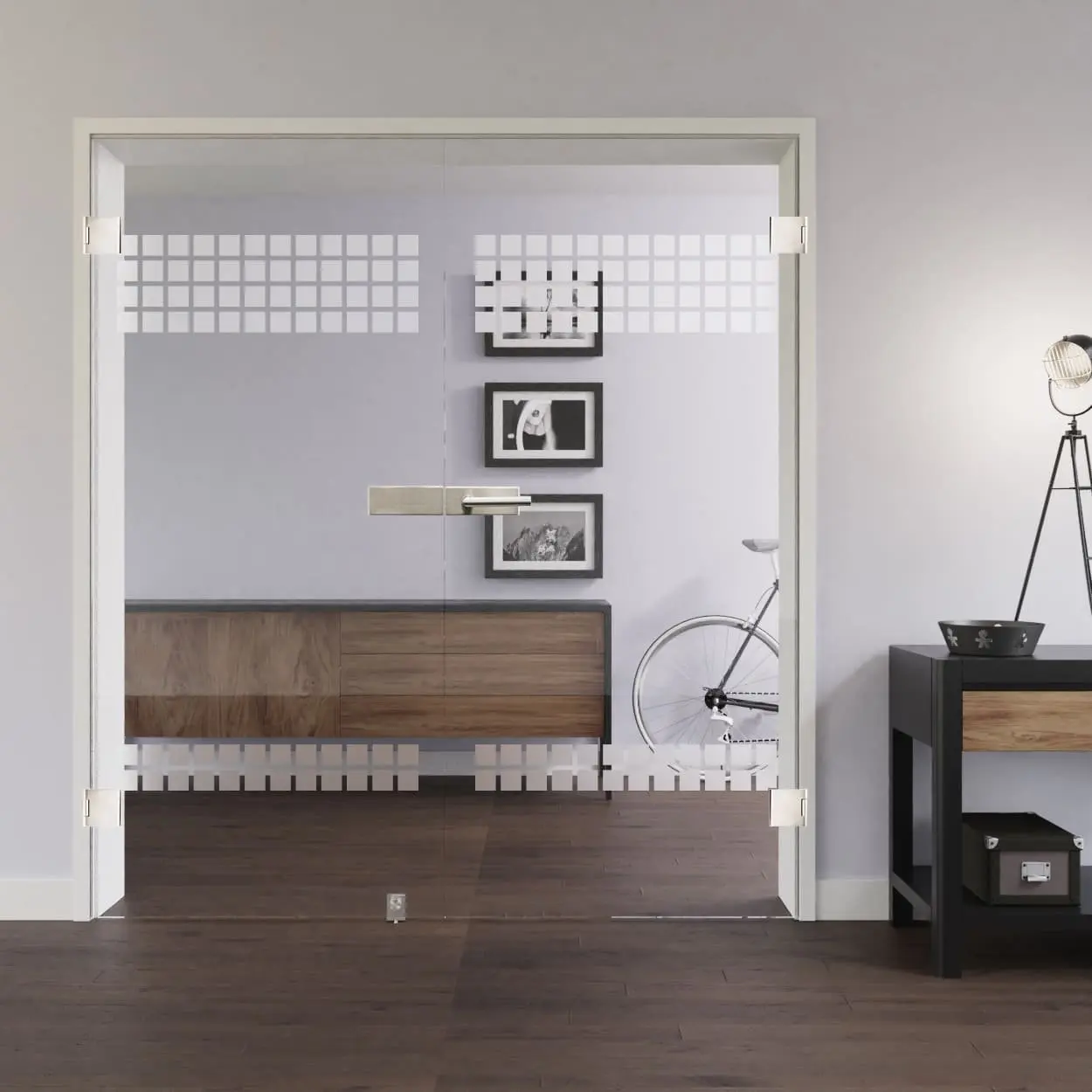 LIENBACHER całoszklane drzwi dwuskrzydłowe model 318 szkło przezroczyste