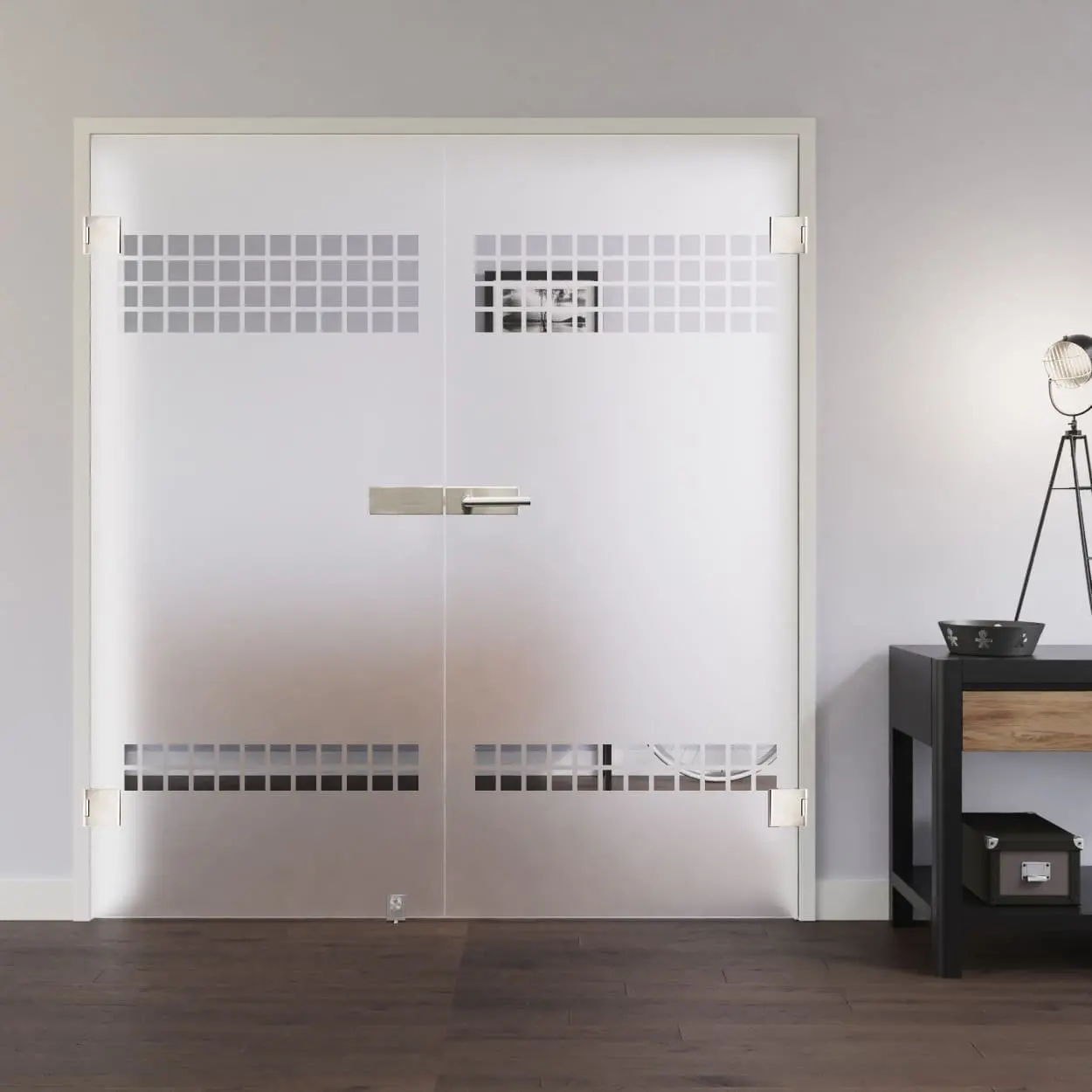 LIENBACHER całoszklane drzwi dwuskrzydłowe model 318 negatyw szkło przezroczyste