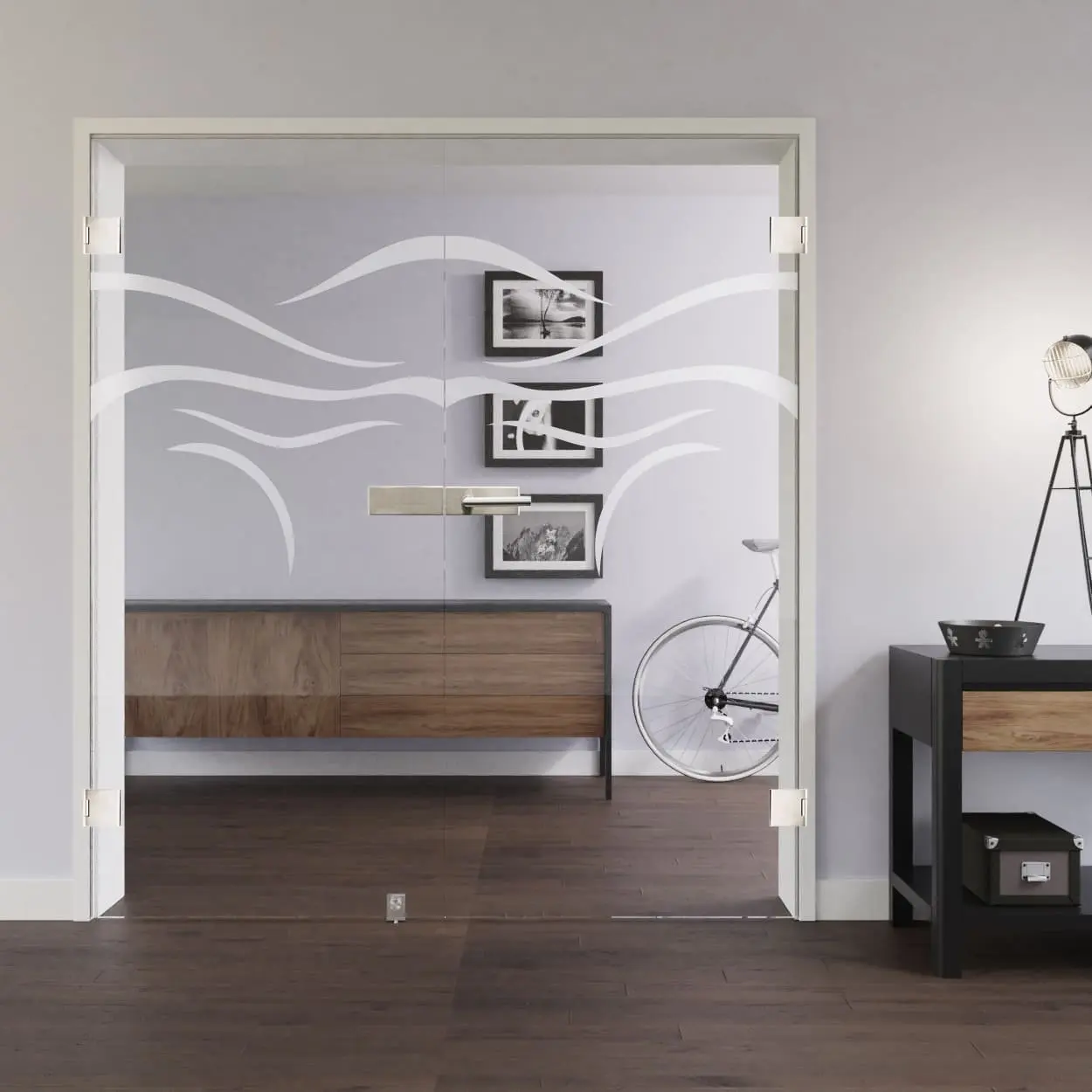 LIENBACHER całoszklane drzwi dwuskrzydłowe Modell 323 szkło przezroczyste