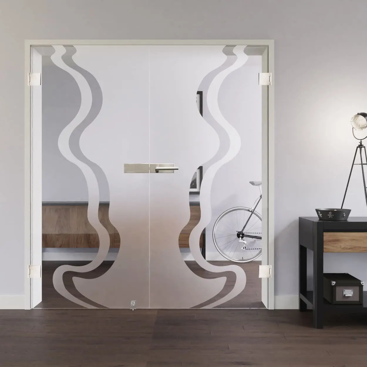 LIENBACHER całoszklane drzwi dwuskrzydłowe model 326 negatyw szkło przezroczyste