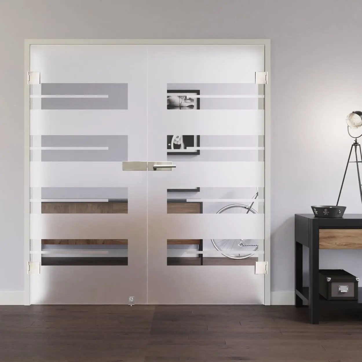 LIENBACHER całoszklane drzwi dwuskrzydłowe model 363 szkło przezroczyste