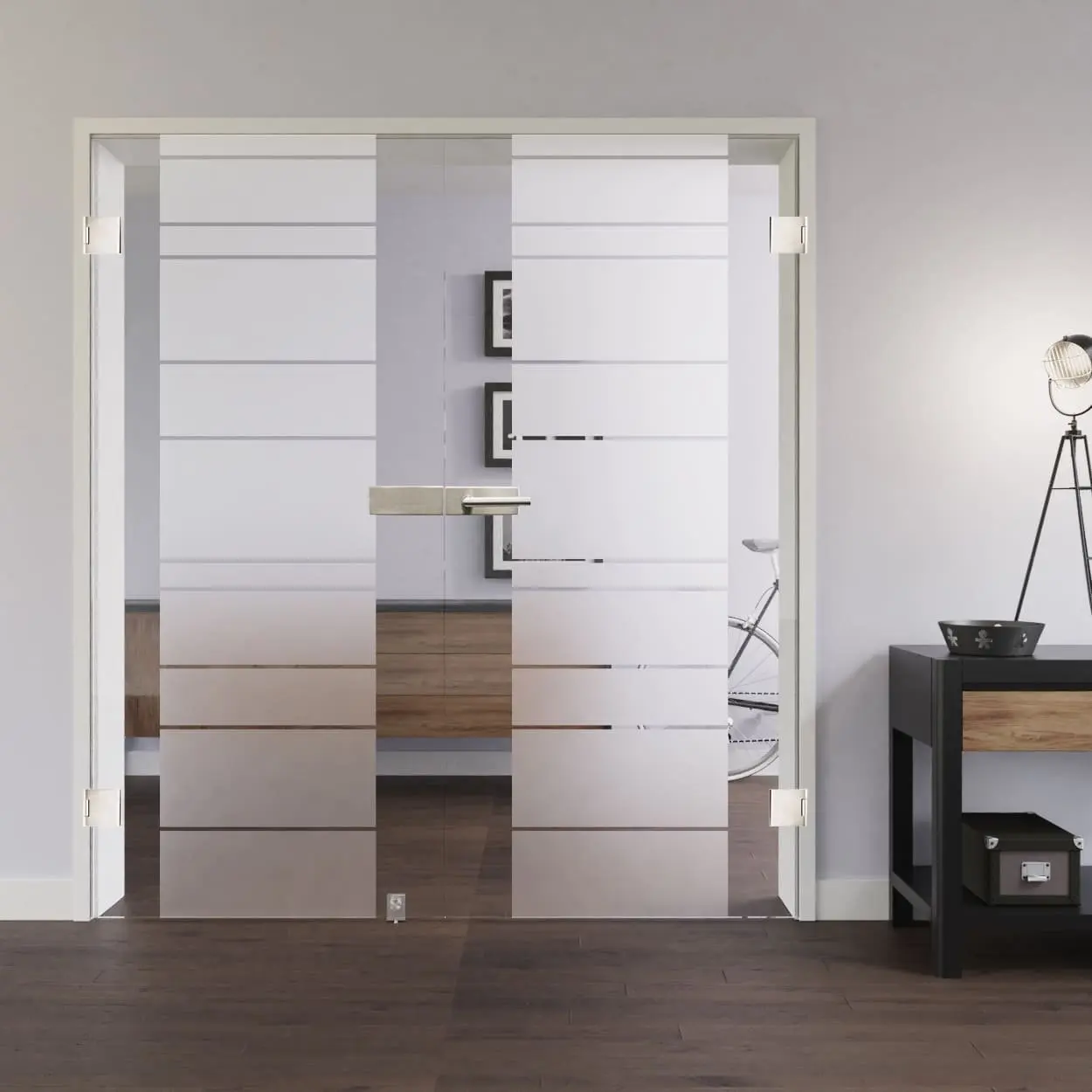 LIENBACHER całoszklane drzwi dwuskrzydłowe model 392 szkło przezroczyste