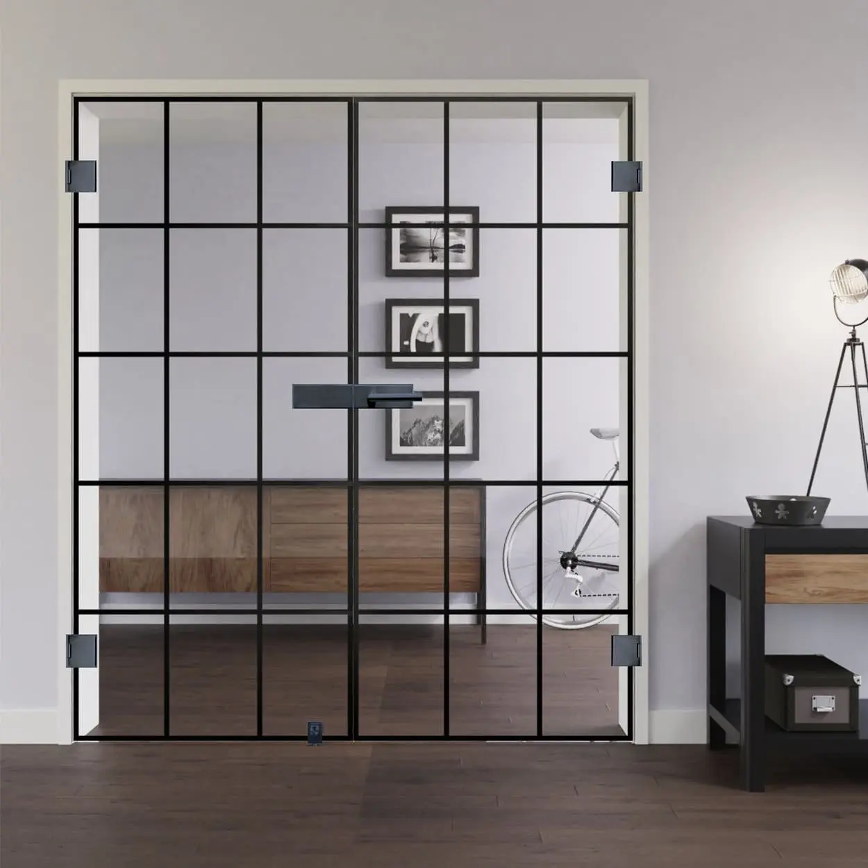 LIENBACHER całoszklane drzwi dwuskrzydłowe Modell 633 Black Signature szkło przezroczyste