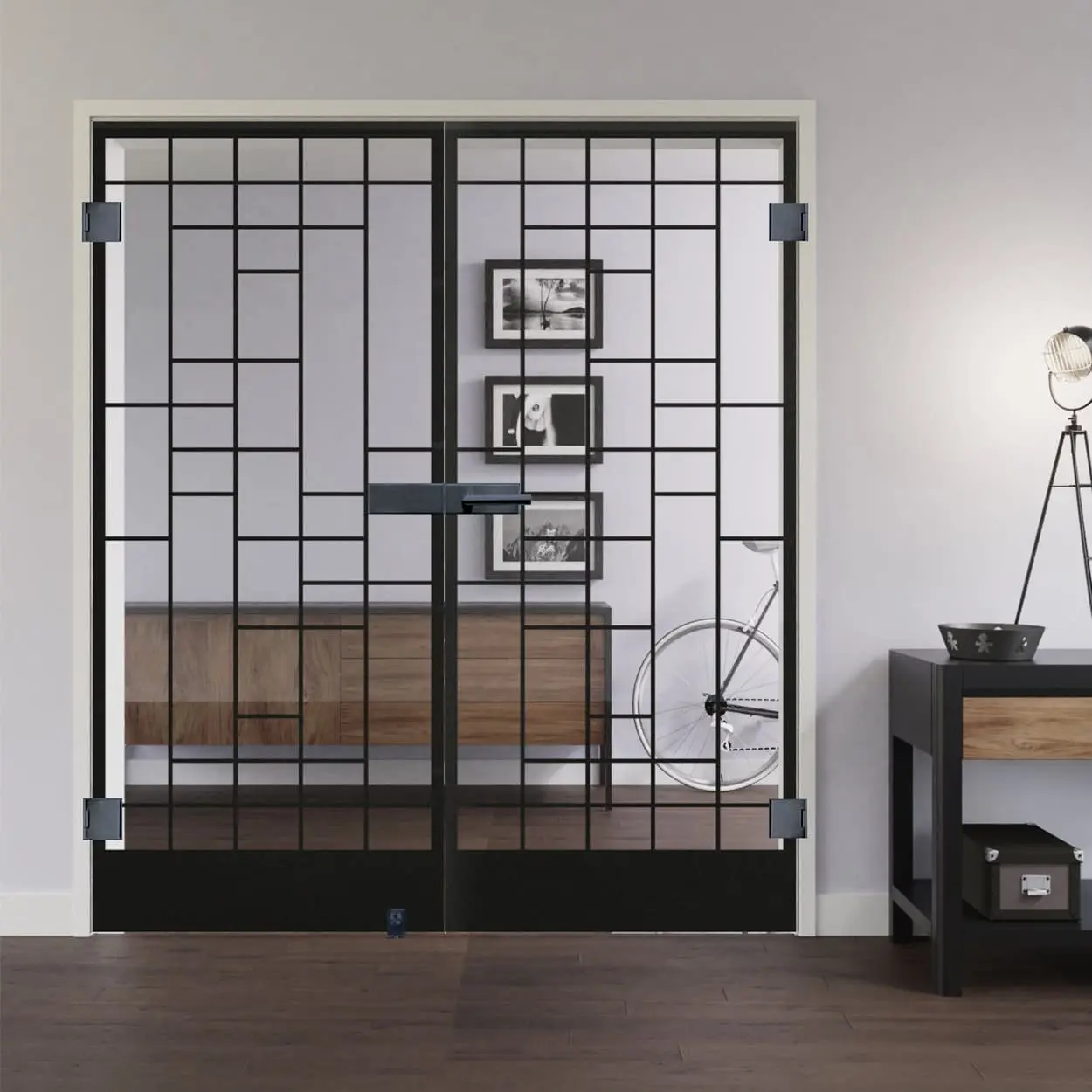 LIENBACHER całoszklane drzwi dwuskrzydłowe Modell 643 Black Signature szkło przezroczyste