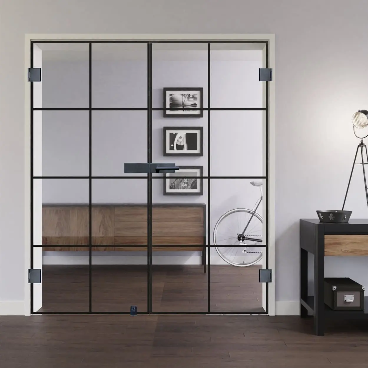 LIENBACHER całoszklane drzwi dwuskrzydłowe model 644 Black Signature szkło przezroczyste