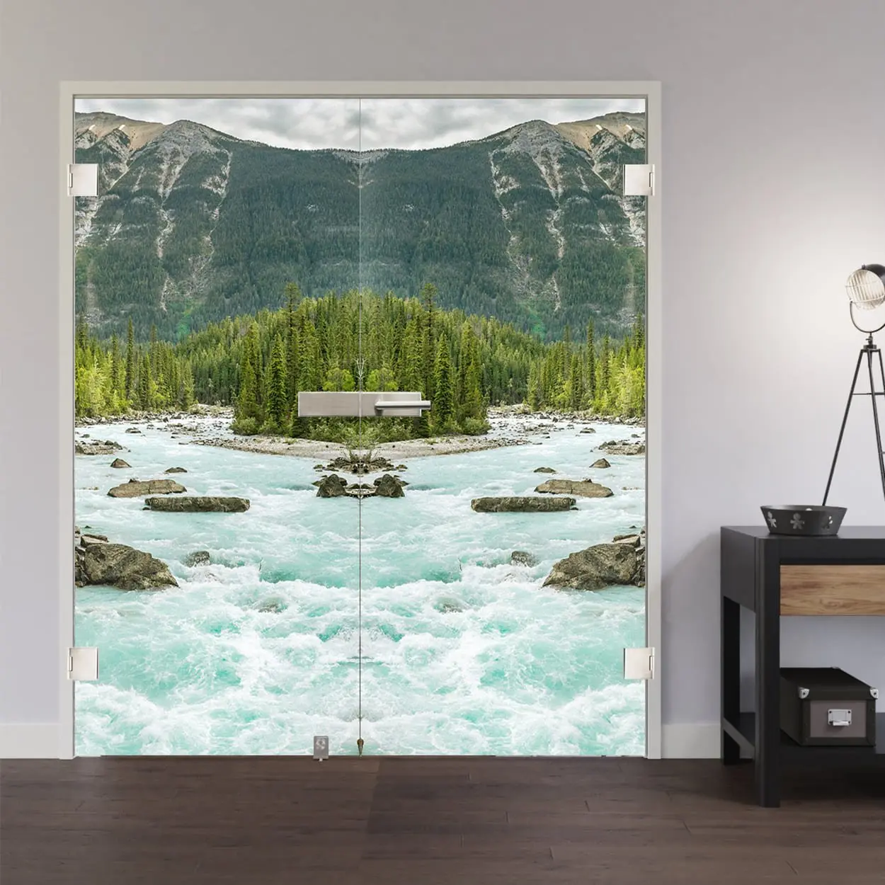 LIENBACHER całoszklane drzwi dwuskrzydłowe model 678 szkło przezroczyste