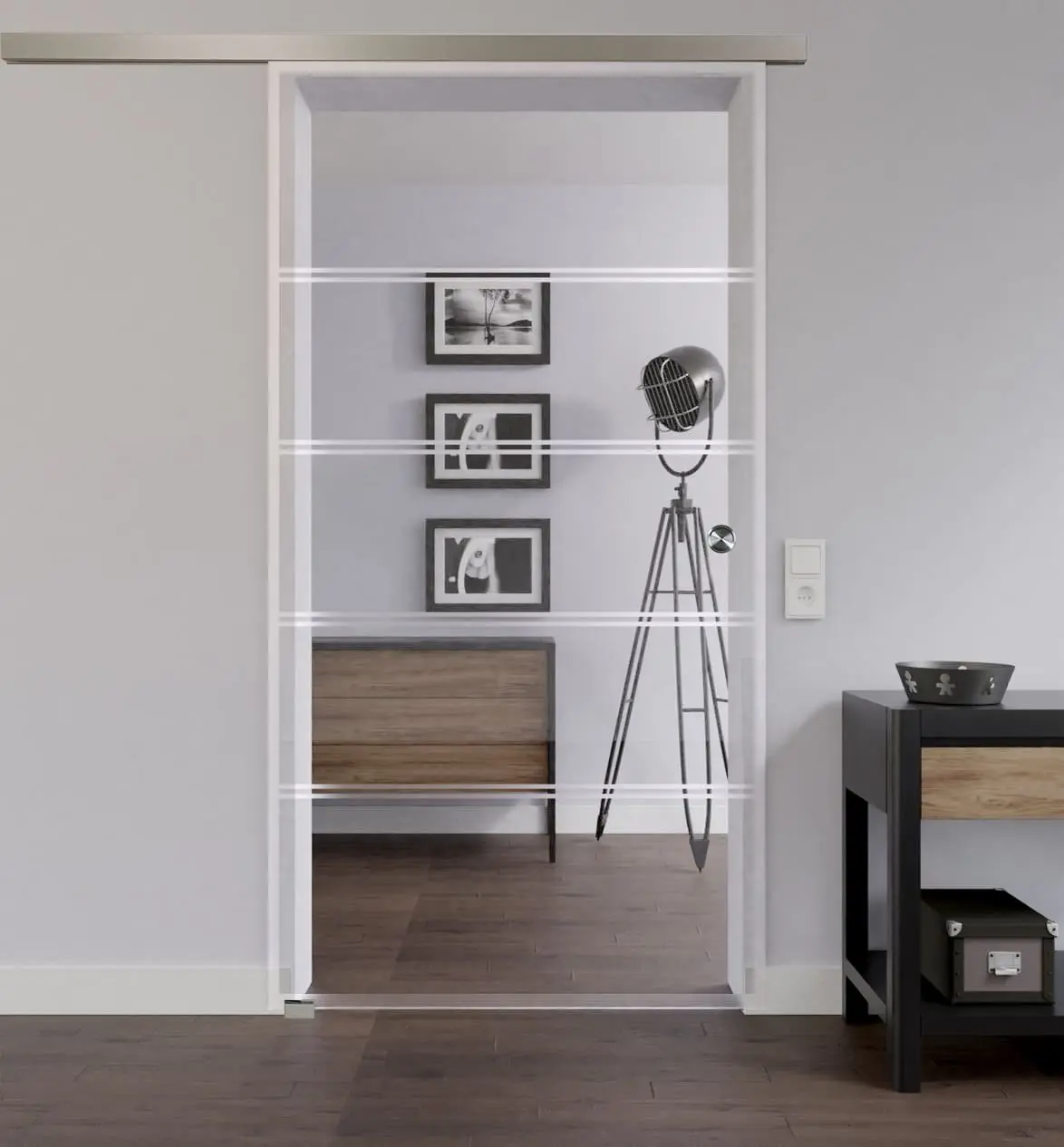 LIENBACHER całoszklane drzwi przesuwne Modell 308 negativ szkło przezroczyste