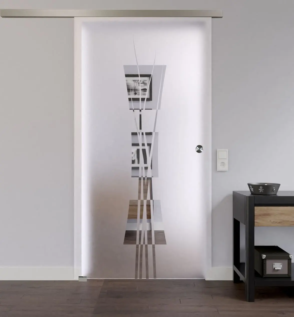 LIENBACHER szkło całoszklane drzwi przesuwne model 309 negatyw szkło przezroczyste