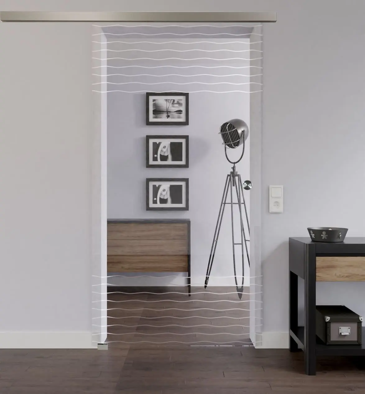 LIENBACHER całoszklane drzwi przesuwne model 331 negatyw szkło przezroczyste