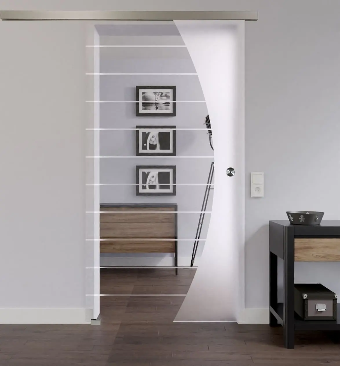 LIENBACHER całoszklane drzwi przesuwne model 356 negatyw szkło przezroczyste