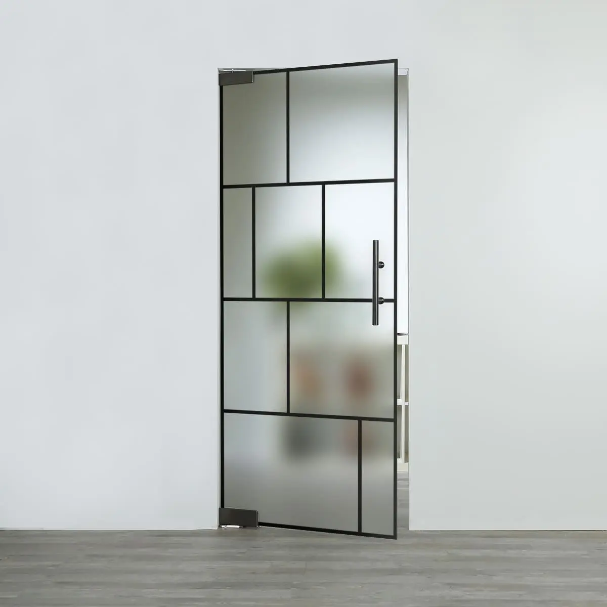 Widok szklanych drzwi wahadłowych LIENBACHER model 649 Black Signature satynowane