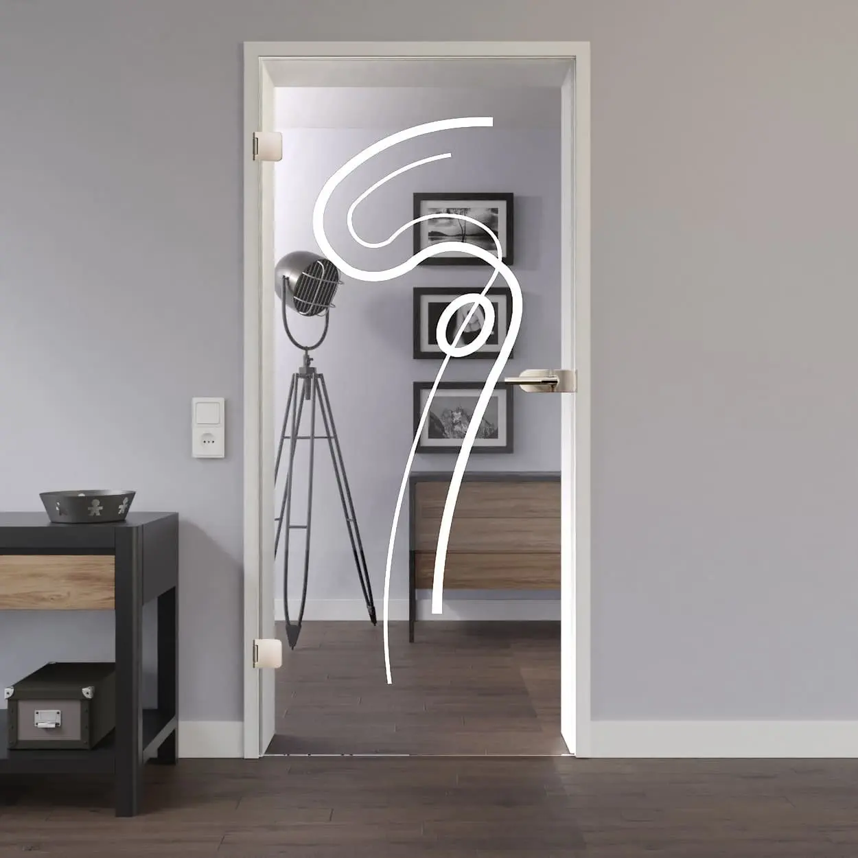 Widok drzwi szklanych LIENBACHER model 215 szkło przezroczyste