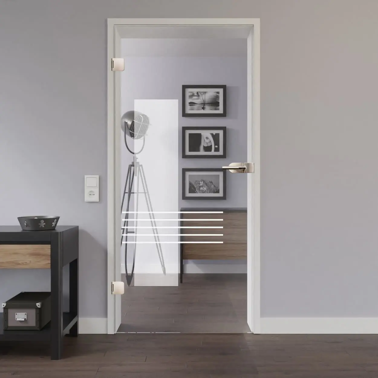 Widok drzwi szklanych LIENBACHER model 220 szkło przezroczyste