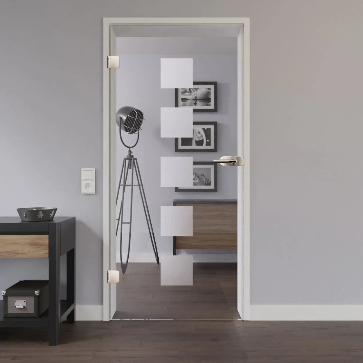 Widok drzwi przeszklonych LIENBACHER model 303, szkło przezroczyste