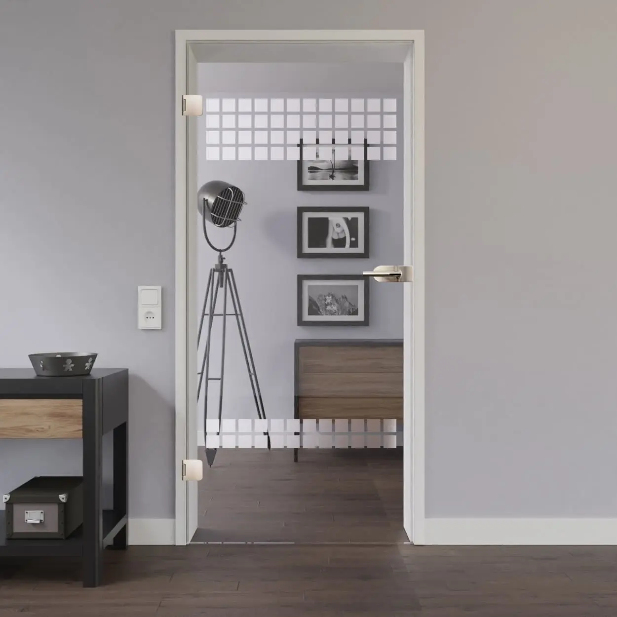 Widok drzwi przeszklonych LIENBACHER model 318 szkło przezroczyste