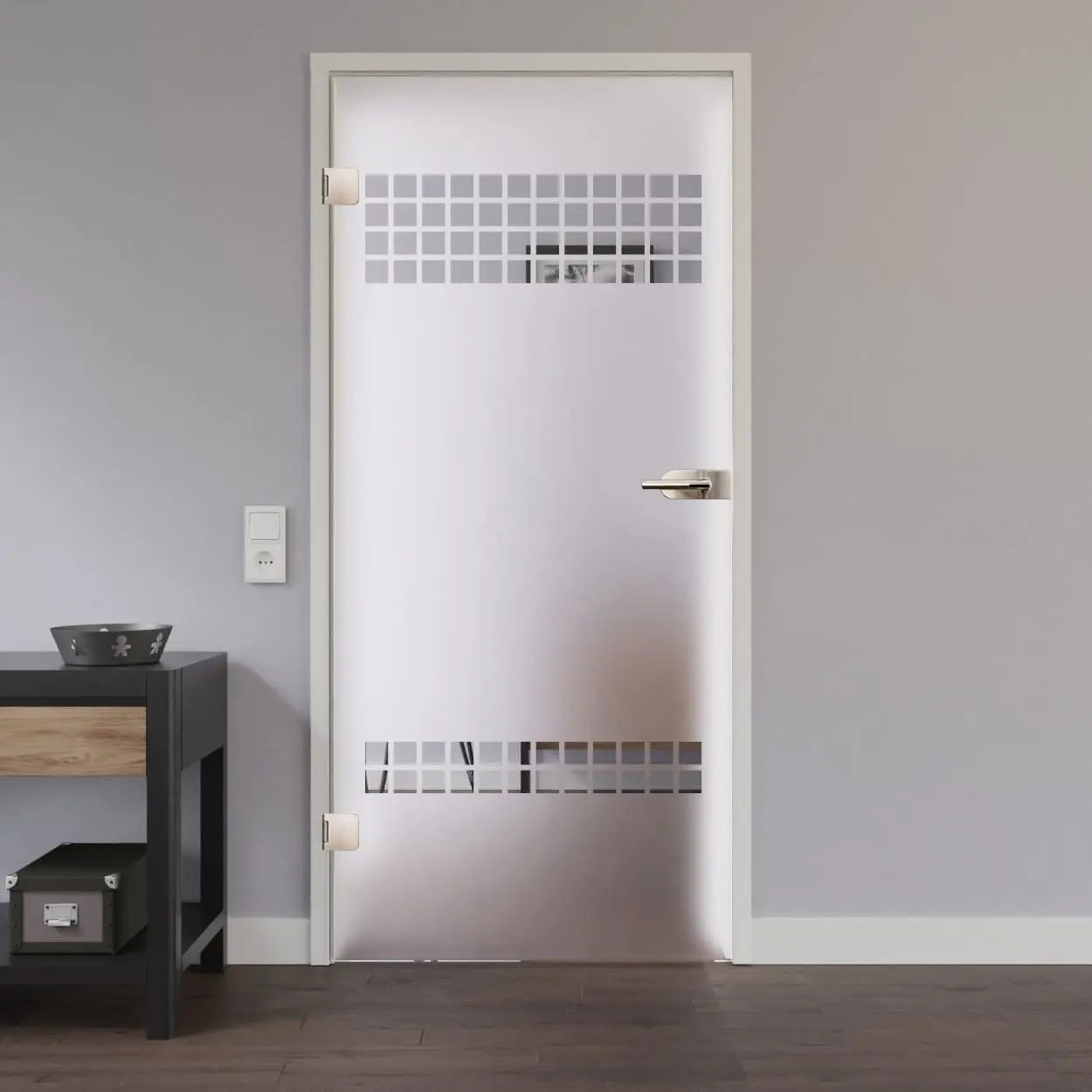 Widok drzwi przeszklonych LIENBACHER model 318 negatyw szkło przezroczyste