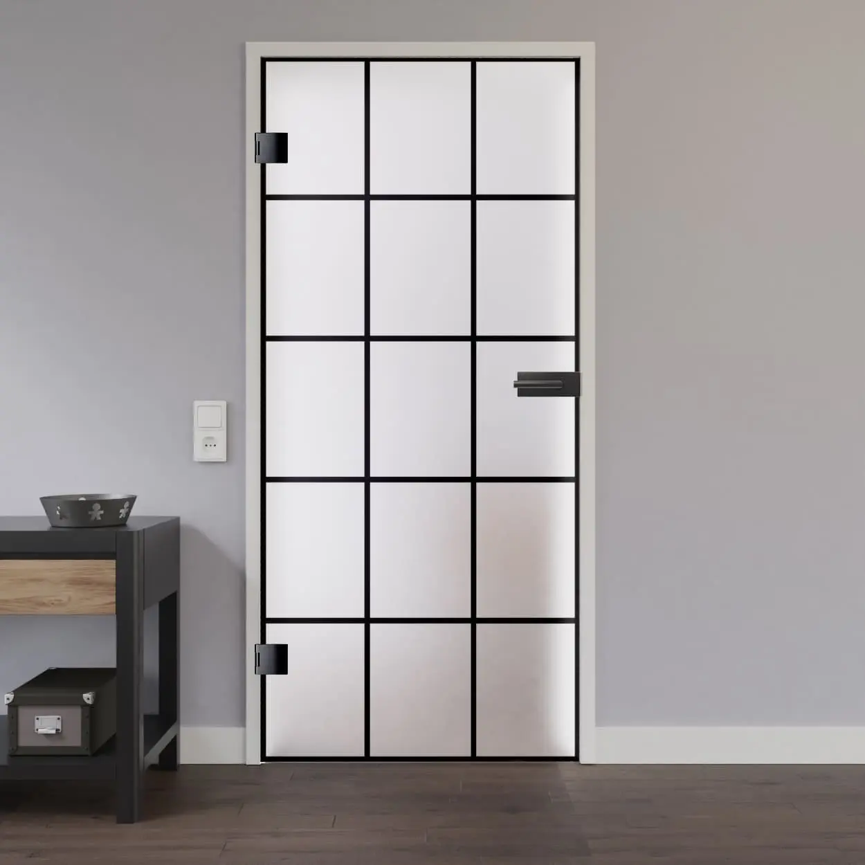 Widok na drzwi przeszklone LIENBACHER szkło Modell 633 Black Signature satynowane