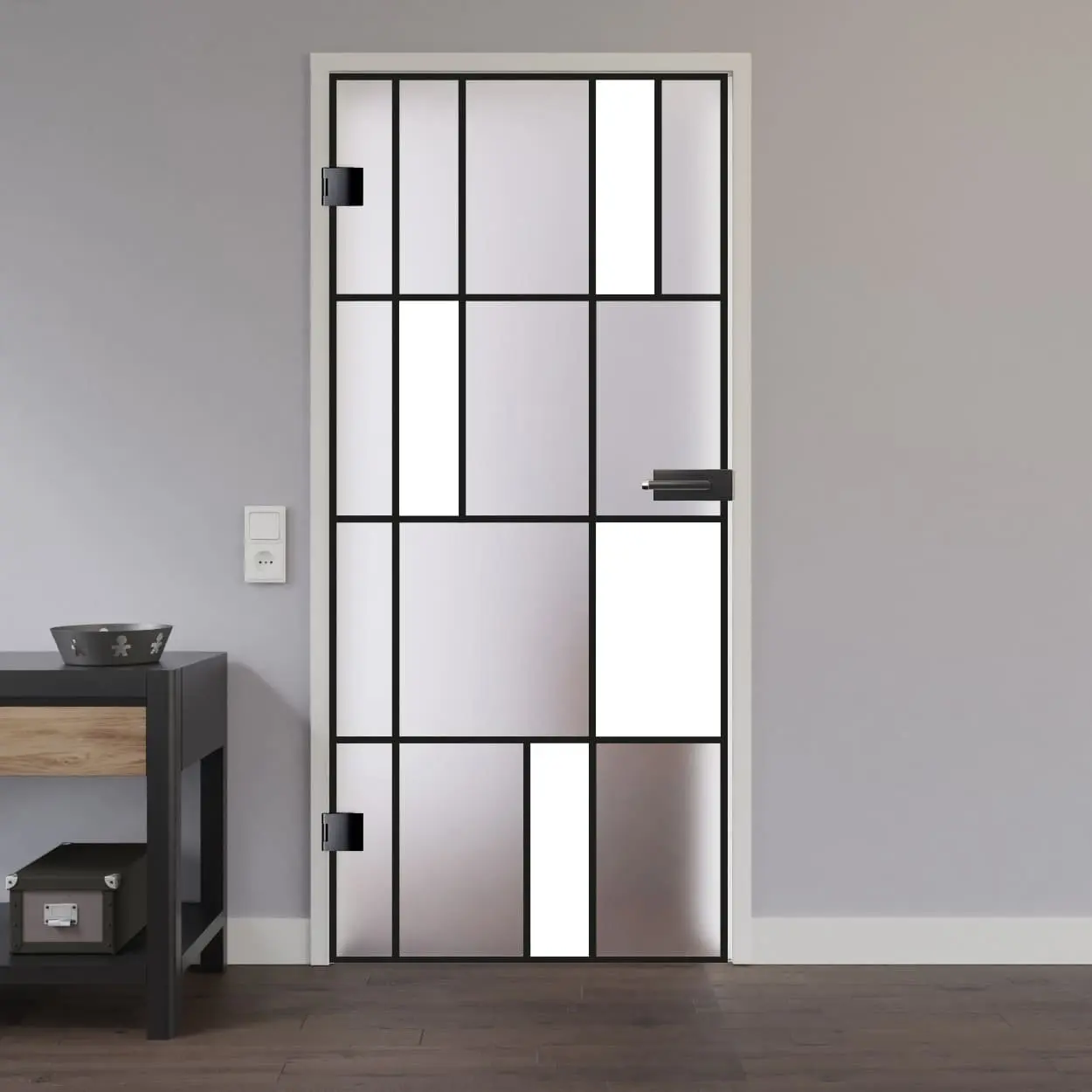 Widok drzwi przeszklonych LIENBACHER model 640 Black Signature satynowane