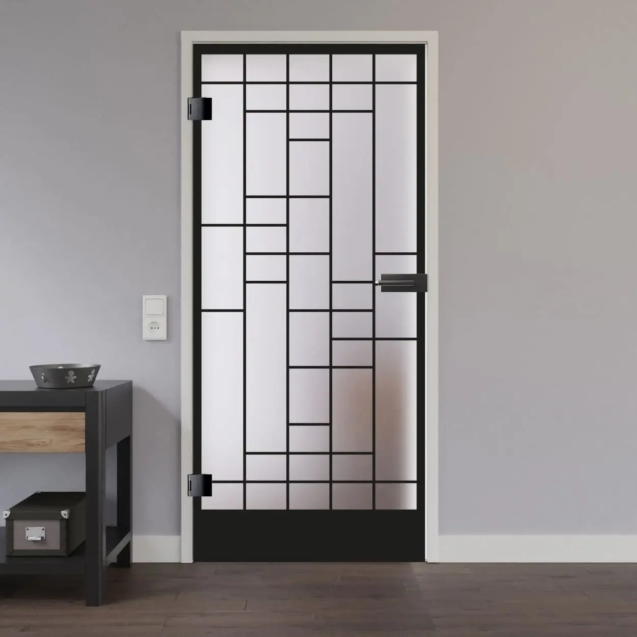 Widok na drzwi przeszklone LIENBACHER szkło model 643 Black Signature satynowane