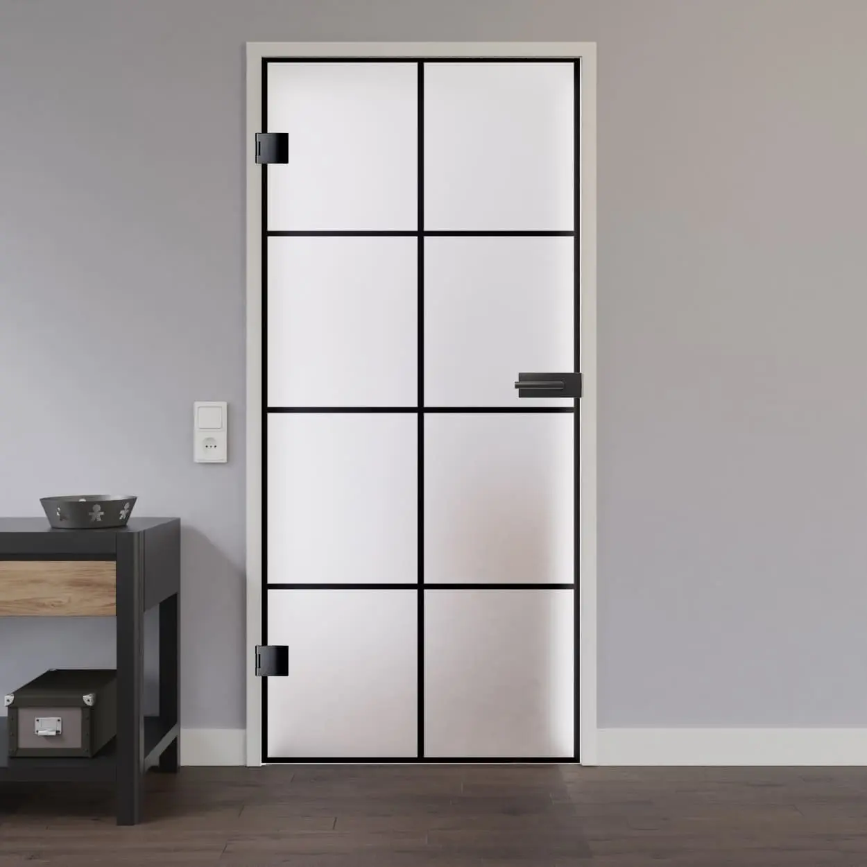 Widok drzwi przeszklonych LIENBACHER model 644 Black Signature satynowane