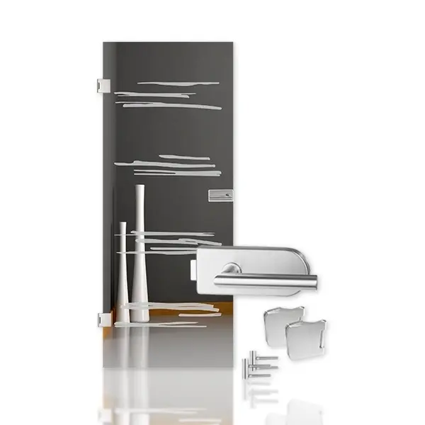 Zdjęcie drzwi szklanych Bukarest z matowieniem i motywem matowy Kompakt z zestawem okuć - Erkelenz