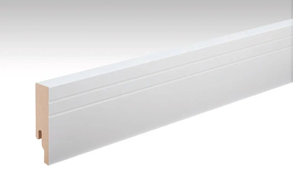 Neutralna, biała listwa przypodłogowa profil 19 PK (2380 x 18 x 80 mm) - MEISTER