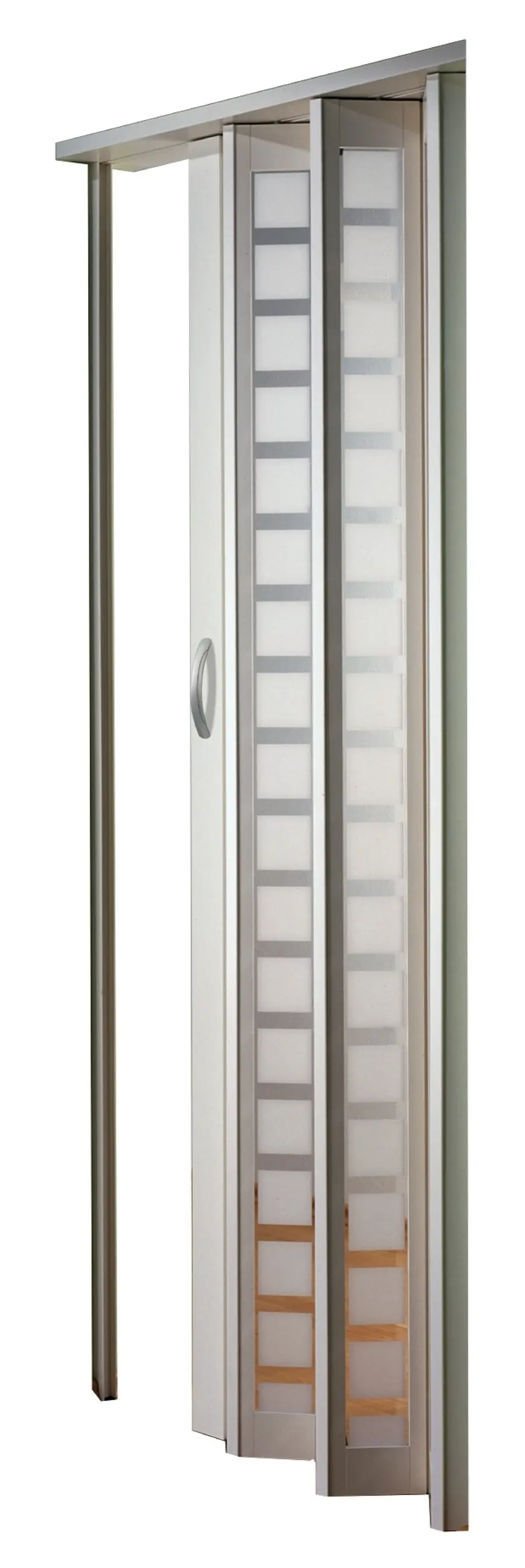 New Generation białe z okienkami Karo białe satynowane drzwi składane - Marley_01